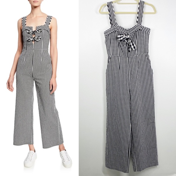 TANYA TAYLOR Rosalind black white gingham check plaid bow romper jumpsuit
